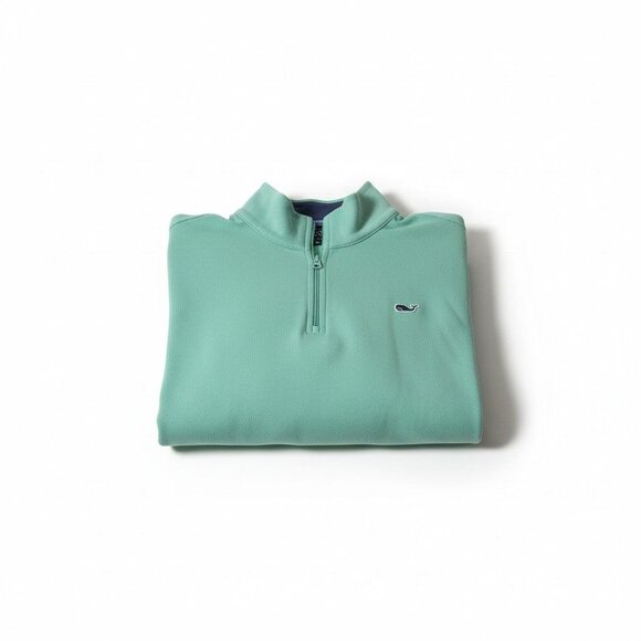 Vineyard Vines UNISEX Mint Green Half-Zip Pullover  Pima Cotton Whale Logo - Picture 8 of 12